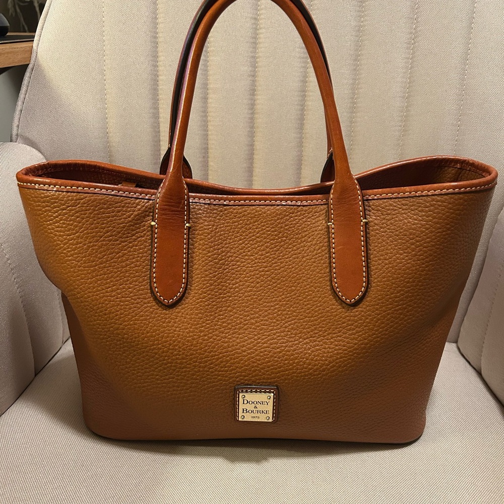 Dooney & Bourke Brielle Pebble Leather Tote Bag in Saddle Brown